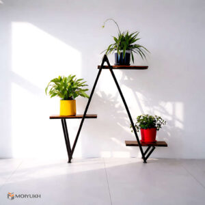 Z shape wall planter shelf with multiple plant holders for indoor decoration in Bangladesh homes