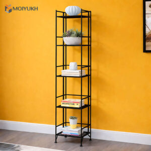 Ladder style bookshelf with metal frame and wooden shelves for stylish home storage in Dhaka