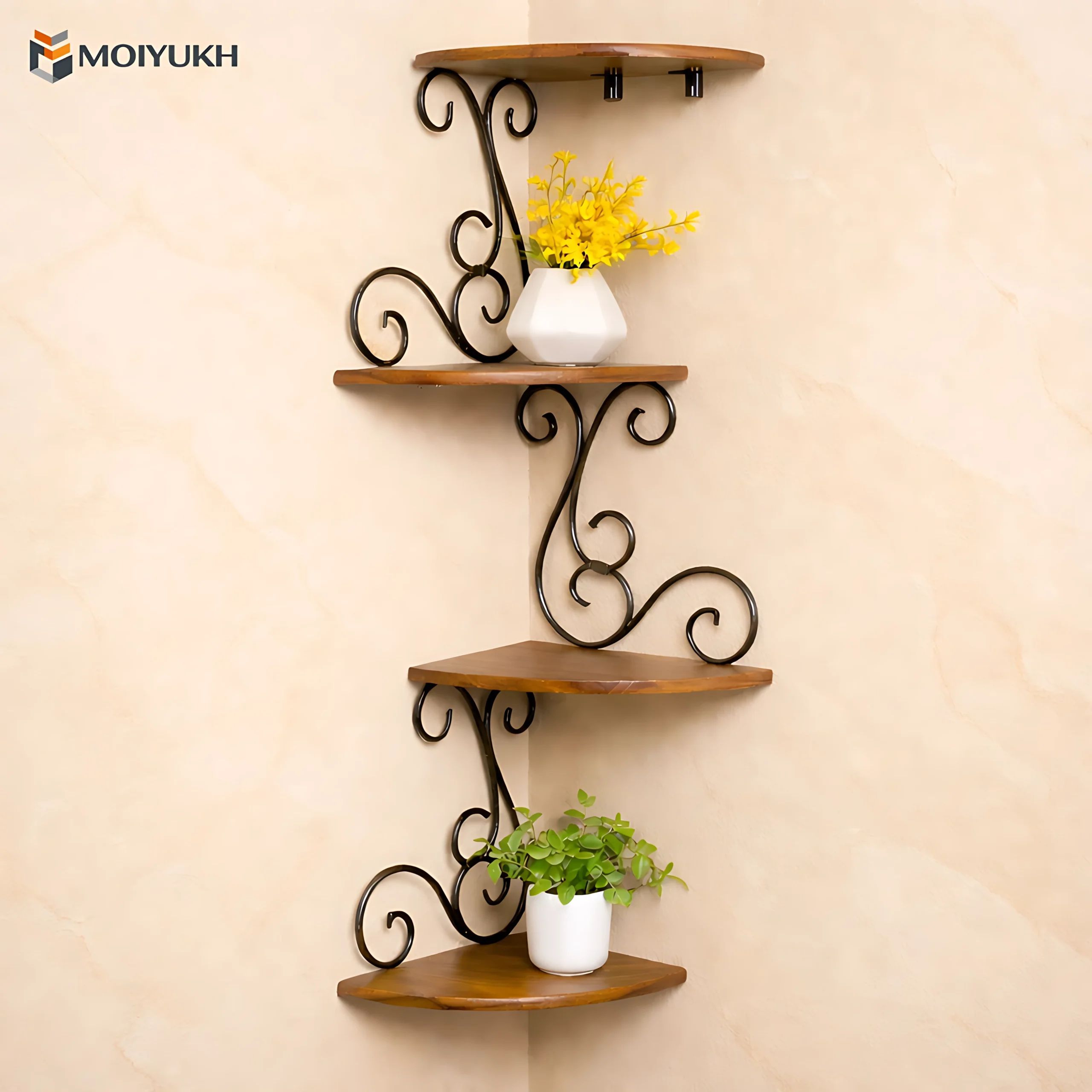 Corner shelf design for bedroom