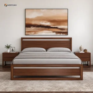 king size bed with framed headboard